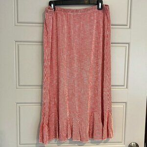 A-Line Amana Striped Skirt Ruffled Mermaid Hemline Red White Candy Striped Skirt